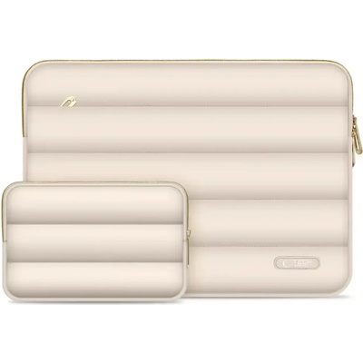 Plasico Computers Комплект калъф за лаптоп Tech-Protect Puffy, до 16 и малка чанта за аксесоари, Бежов (183867)
