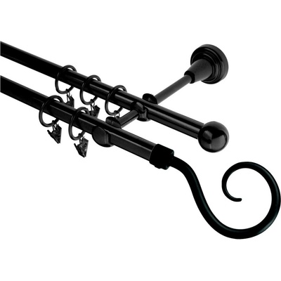 HEBR Garnýž Hák černá dvojitá 300 cm