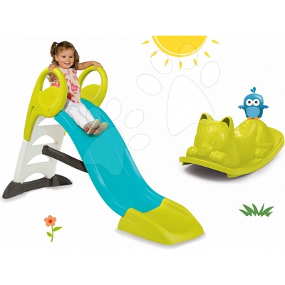 Smoby set skluzavka Toboggan KS a zelená houpačka Kocour 310269-11-A