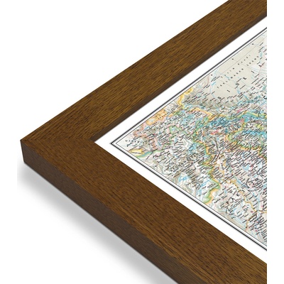 National Geographic Indie - nástěnná mapa Classic 60 x 76 cm Varianta: mapa v dřevěném rámu, Provedení: Pegi tmavý ořech