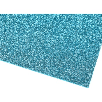 Samolepicí pěnová guma Moosgummi s glitry 20x30 cm - 2 ks Barva: modrá tyrkys