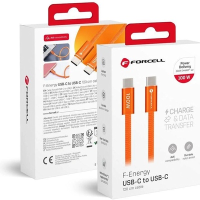 Forcell CCFN23 USB-C / USB-C plochý 100W PD QC4.0 AVS 1,2m oranžový