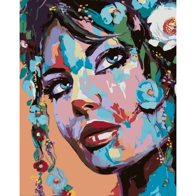 zuty Malování Podle Čísel Pop-Art Portrét Ženy S Květinami 80 x 100 Cm Plátno Rám