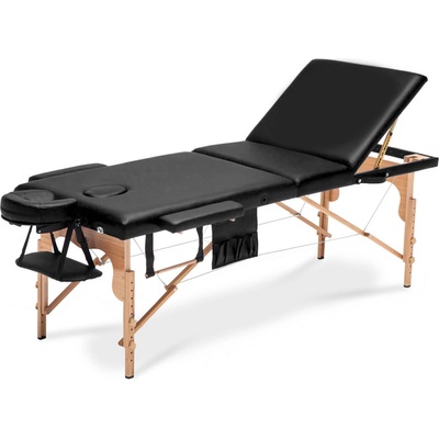 Drevený masážny stôl BodyFit 3 segmentový čierny 195 x 70,5 cm