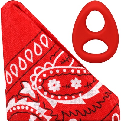 Doc Johnson ROCK SOLID The CODE Silicone Cockring with Bandana Red - erekční kroužek se šátkem