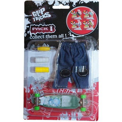 Grip & Tricks Комплект играчка за пръсти long board, тюркоаз, с емоджи (gt-f-lbp-aqua)