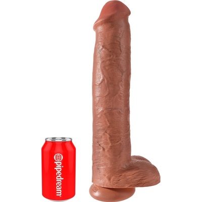 King Cock 15 gigantické dildo so svorkami na semenníky 38 cm tmavé prírodné