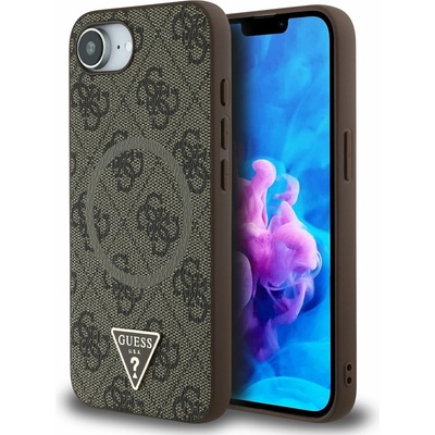 GUESS PU 4G Strass Triangle Metal Logo Заден калъф за iPhone 16e Brown Guess | Cheren | ЖЕНИ | UNI