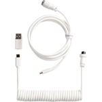 Keychron Coiled Aviator 8K USB-C - 5-пинов (GX12) M/F кабел за данни 1, 7 м, бял + адаптер тип A-C (CAB-48)