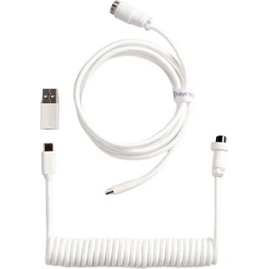 Keychron Coiled Aviator 8K USB-C - 5-пинов (GX12) M/F кабел за данни 1, 7 м, бял + адаптер тип A-C (CAB-48)