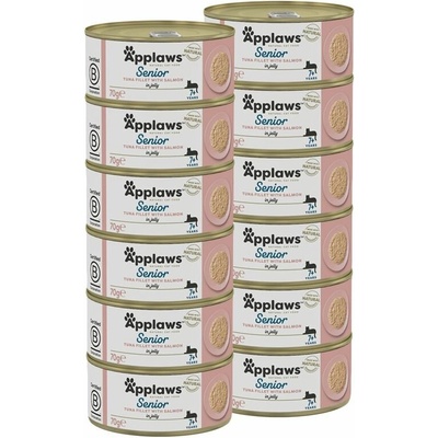 Applaws Senior tuňák a losos v želé 12 x 70 g