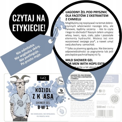 LaQ Goat From Poznaň osviežujúci sprchový gél 8 v 1 s extraktom z chmeľových šišiek 500 ml