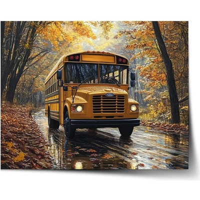 Sablio Plagát Žltý školský autobus - 90x60 cm