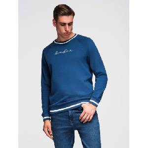 Ombre Clothing Мъжки суитшърт с раглан ръкав и контрастни детайли - тъмно синьо V1 OM-SSNZ-0244 Ombre Clothing Ombre Clothing | Sin | МЪЖЕ | XS