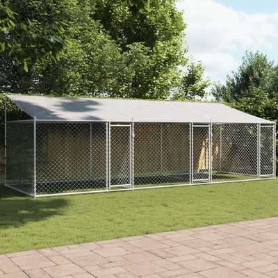 vidaXL Klec pro psy se střechou a dvířky šedá 600 x 200 x 200 cm pozinkovaná ocel 9799.3209564