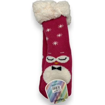 Virgina Dievčenské zateplené ponožky christmas Růžová