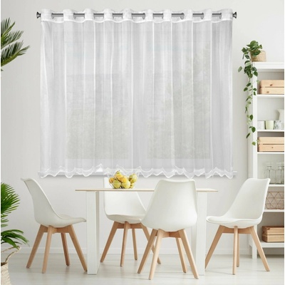 EUROFIRANY ZÁCLONA NA KRÚŽKOCH ELLIE 350X145 CM BIELA