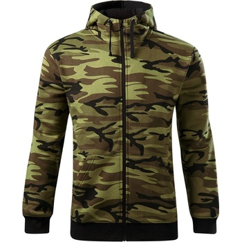 MALFINI mikina Camo Zipper Maskáčová zelená