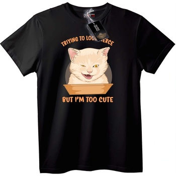 NOONEBRAND Тениска Сладко коте, опитващо се да изглежда свирепо - XS, Black