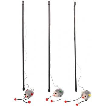 Flamingo Toy Mishka Dangler Mouse Multiple colours - играчка за котки, въдичка с платнена мишка и звънче - 1 бр, Белгия - 504231