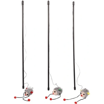 Flamingo Toy Mishka Dangler Mouse Multiple colours - играчка за котки, въдичка с платнена мишка и звънче - 1 бр, Белгия - 504231