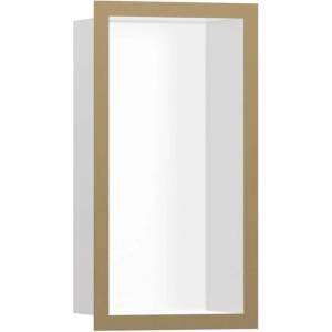 Hansgrohe XtraStoris Individual - Ниша за вграждане в стена с дизайнерска рамка, 30x15x10 см, матово бяло/браширан бронз 56096140 (56096140)