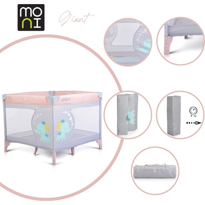 Moni Детска кошара за игра Giant светлорозов (3800146248314)