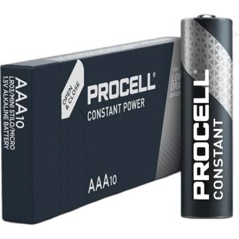 Duracell Алкална батерия LR03 1, 5V AA 10pk опаковка CONSTANT MN2400 PROCELL (PROCELL-LR03-10PK-CON)