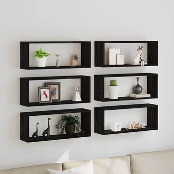 vidaXL Стени за рафтове с рафт 6 pcs Черния дъб 60 x 15 x 23 cm (862647)