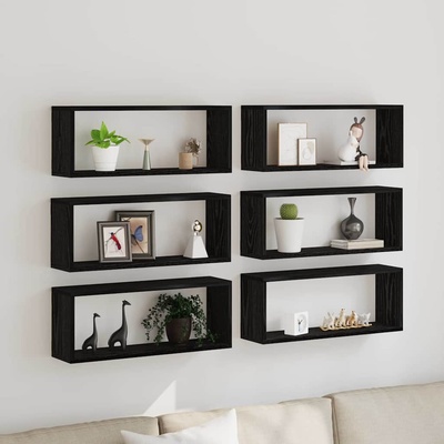 vidaXL Стени за рафтове с рафт 6 pcs Черния дъб 60 x 15 x 23 cm (862647)