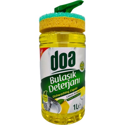 Doa препарат за измиване на съдове, 1 литър + Гъба за съдове, Лимон