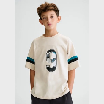 MAYORAL Тениска къс ръкав в кремав цвят с контрастни ивици и цифра 9 за момче Mayoral