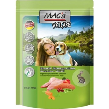 MAC'S Mac’s VetCare Monoprotein Dog Adult, меко лакомство за пораснали кучета, БЕЗ ЗЪРНО, с заек (мин. 80% месо), 100 гр - Германия - 9615