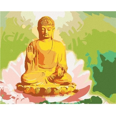 zuty Malování Podle Čísel Buddha V Lotosu A Zelené Pozadí 80 x 100 Cm Plátno