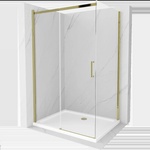 Mexen Omega плъзгащ се душ-кабина 120 x 100 см, прозрачен, златен + поддушник Flat (825-120-100-50-00-4010)