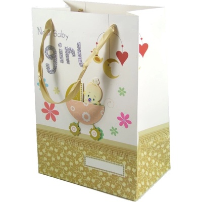 Darčeková taška New Baby girl 19 x 28 Farba: Zlatá, Veľkosť: Neurčená