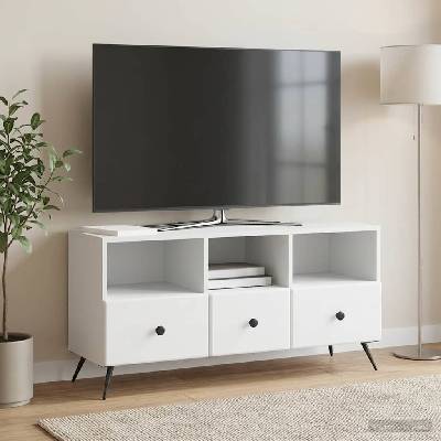 vidaXL ТВ шкаф с чекмедже Бяло 102 x 34, 5 x 50 см Инженерна дървесина (895595)