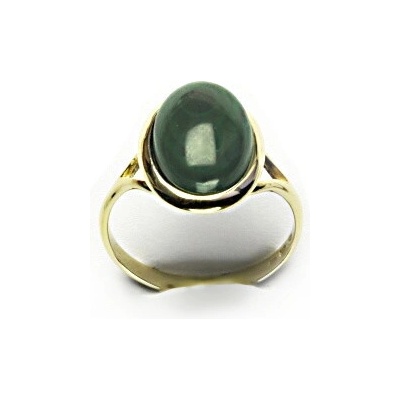 Čištín Zlatý prsten přírodní malachit žluté zlato T 1454 m