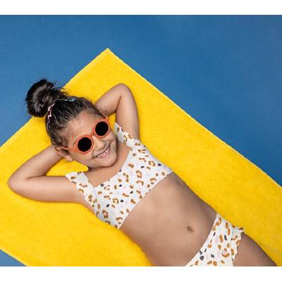 Swim Essentials : Бански от две части с къдрички с размери от 0 до 6 години "Οffwhite khaki leopard (SWE-2020SE527)