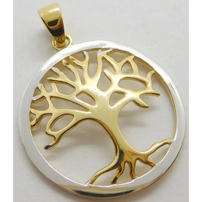 Klenoty Budín Zlatý přívěsek z bílého a žlutého zlata STROM ŽIVOTA HK3089