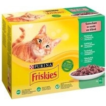 Friskies Cat hovězí kuře tuňák a treska ve šťávě 12 x 85 g