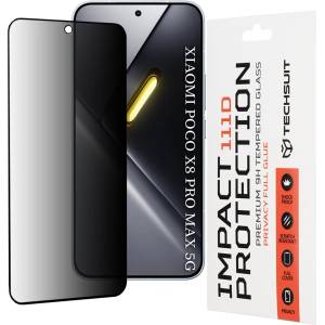 Techsuit Стъклен протектор за Xiaomi Poco X8 Pro Max - 111D Privacy Full Glue - Techsuit - Черен