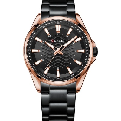 Curren Мъжки часовник Curren Caillerieе, Неръждаема стомана, Черен / Розово Злато (CURREN-8424-BLACK-ROSEGOLD)