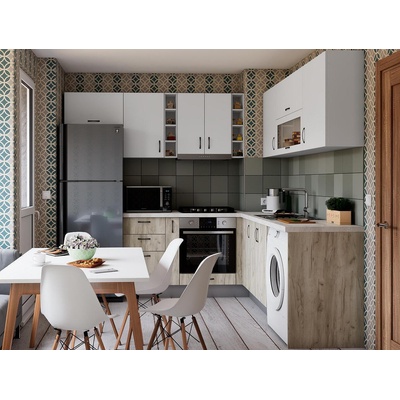 Кухненски комплект Гранд 14 дъб крафт сив и бяло