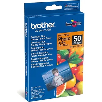 BROTHER Хартия, Brother BP71GP50 Premium Plus Glossy Photo Paper, A6 (4x6"), 50 Sheets (BP71GP50)