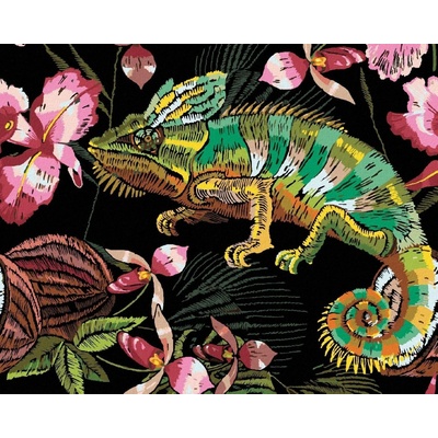 zuty Malování Podle Čísel Chameleon A Orchideje 80 x 100 Cm Plátno 8596530078463