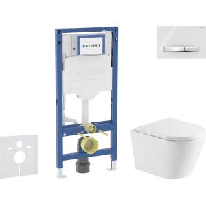 Geberit Duofix - Комплект за вграждане в стена, тоалетна чиния Nefia и седалка с плавно затваряне, бутон Sigma50, хром/алпийско бяло SANI11CA31111 (SANI11CA31111)