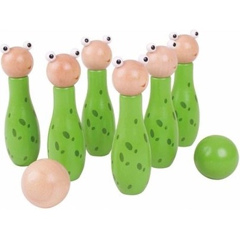 Bigjigs Toys - Дървен детски боулинг жабки 14 см