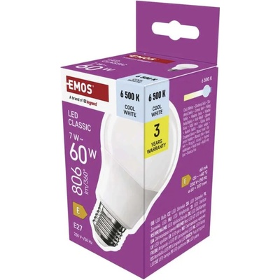 Emos LED žárovka Classic A60 E27 7 W 60 W 806 lm teplá bílá