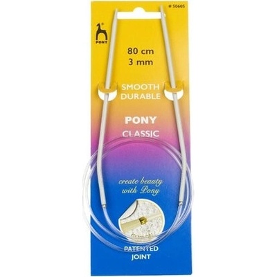 Storex Pletací jehlice PONY, hliníkové, kruhové, 1 kus, délka 80cm, velikost 3mm